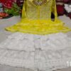 Georgette_bell_sleeves_layer_short_gown_with_chikankari_work