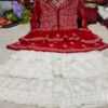 Georgette_bell_sleeves_layer_short_gown_with_chikankari_work