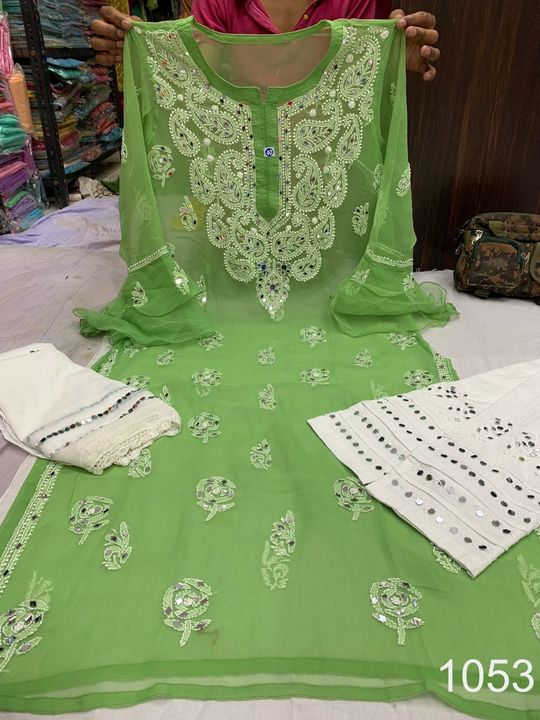 Georgette_bell_sleeves_rose_kurti_with_mirror_and_chikankari_work