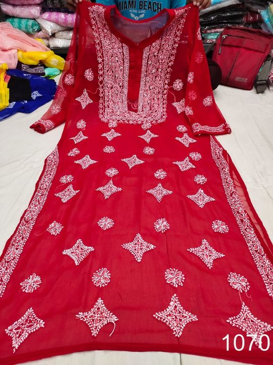 Georgette_gala_buti_kurti_with_chikankari_work