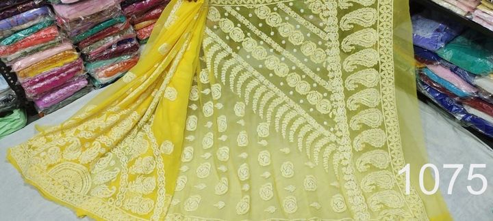 Georgette_rose_skirt_saree_with_chikankari_work