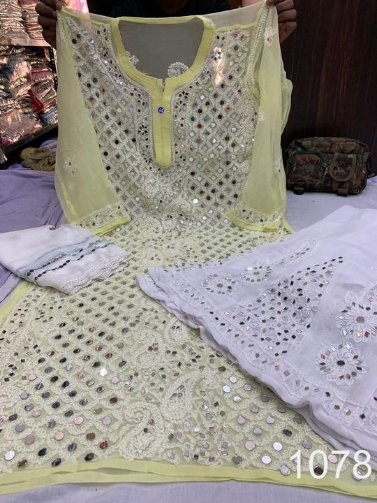 Georgette_mirror_work_kurti_with_chikankari_work