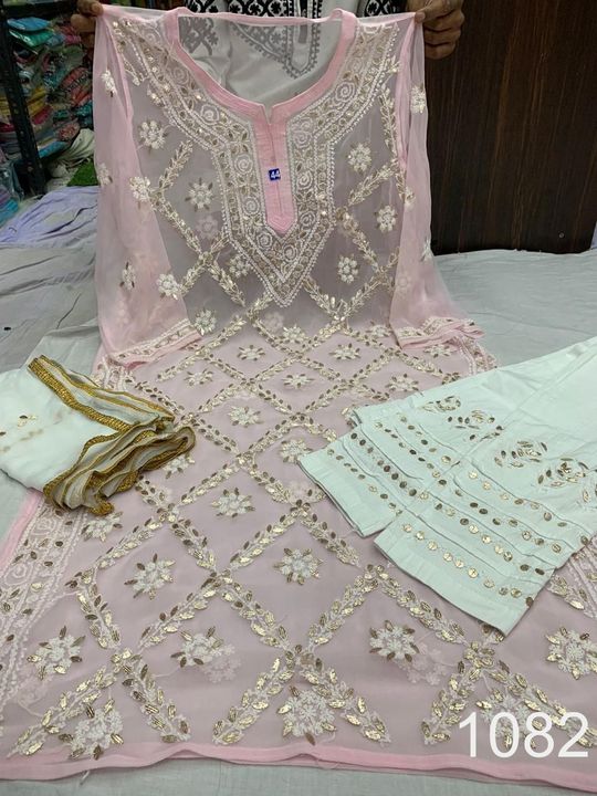 Georgette_kangan_jaal_kurti_with_gota_and_chikankari_work