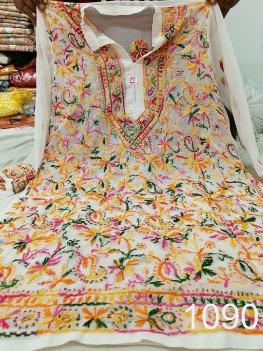 Georgette_multi_thread_short_kurti_with_chikankari_work