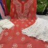 Georgette_rose_kurti_with_mirror_and_chikankari_work