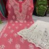 Georgette_rose_kurti_with_mirror_and_chikankari_work