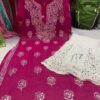 Georgette_rose_kurti_with_mirror_and_chikankari_work