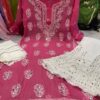 Georgette_rose_kurti_with_mirror_and_chikankari_work