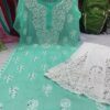 Georgette_rose_kurti_with_mirror_and_chikankari_work