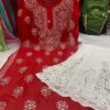Georgette_rose_kurti_with_mirror_and_chikankari_work