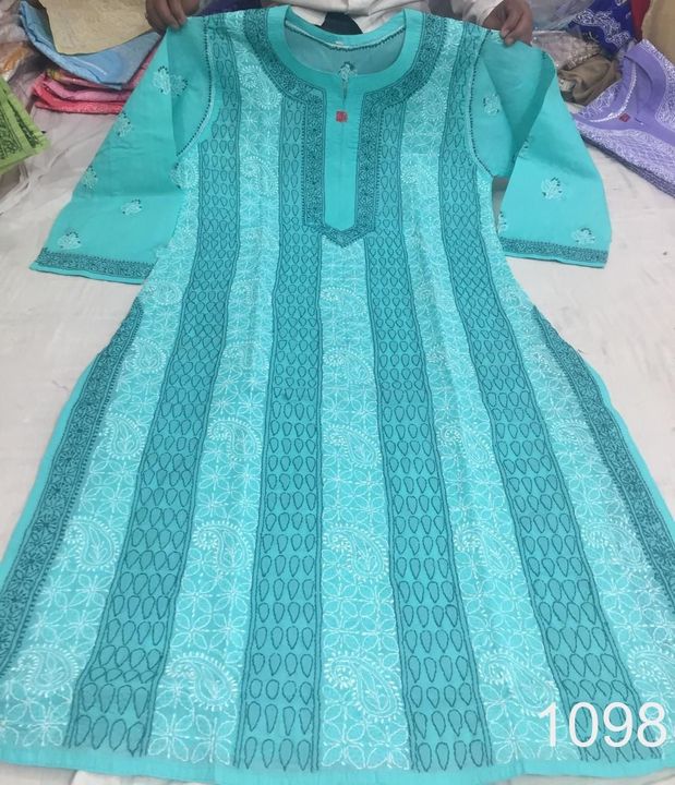 Voil_Cotton_front_jaal_kurti_with_chikankari_work