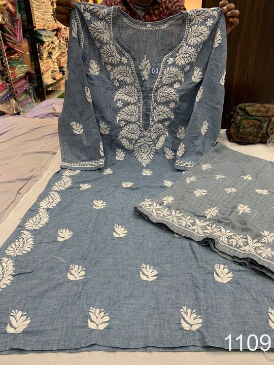 Cotton_kurti_with_plazo_set_with_chikankari_work