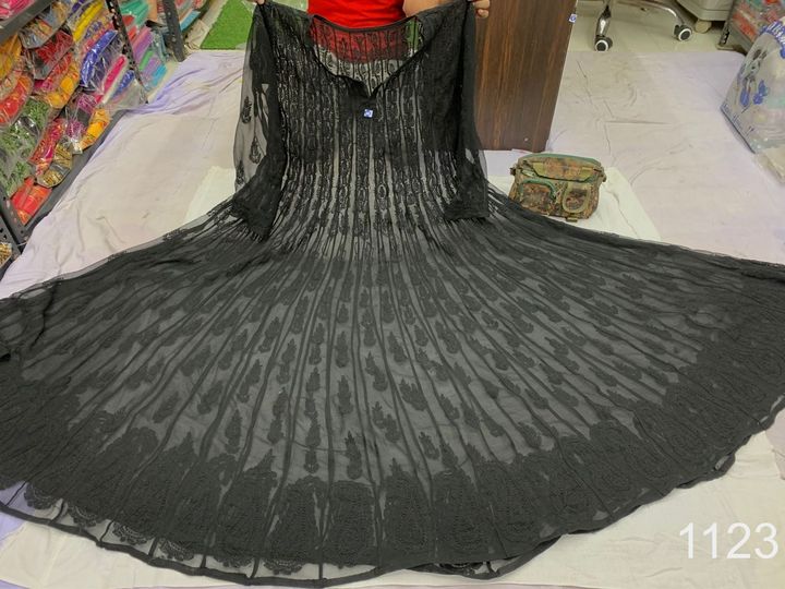 Georgette__kali_anarkali_kurti_with_chikankari_work