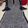 Georgette_bell_sleeves_chikankari_kurti_with_perl_&_mirror_work