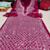 Georgette_bell_sleeves_chikankari_kurti_with_perl_&_mirror_work