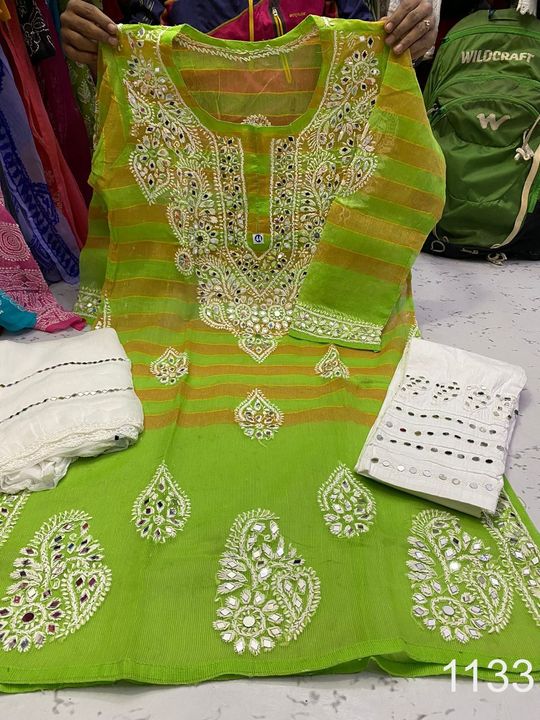 Kota_cotton_kurti_with_mirror_work_and_chikankari_work