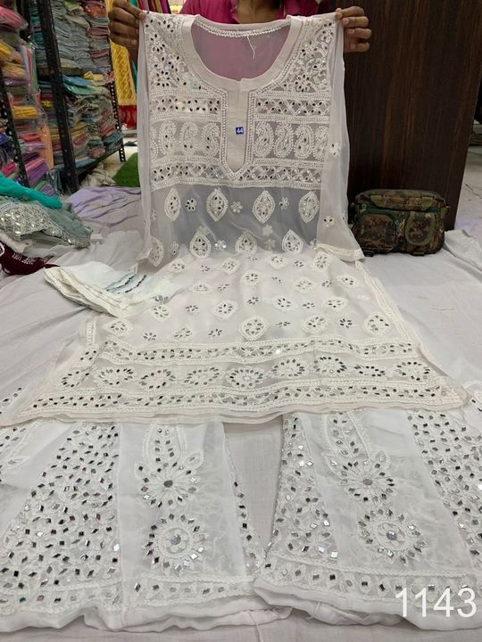 Georgette_yok_daman_kurti_with_mirror_and_chikankari_work