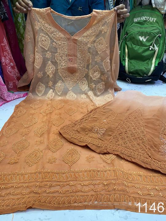 Georgette_kurti_&_Sharara_dye_set_with_chikankari_work