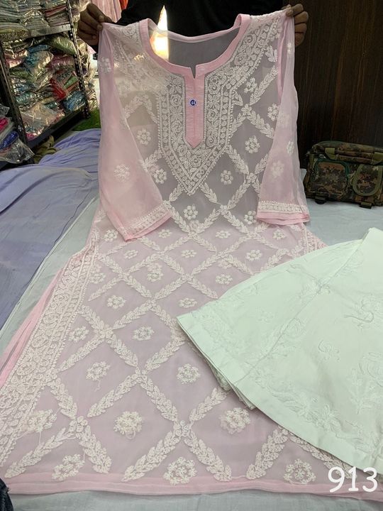 Georgette_kangan_jaal_kurti_with_chikankari_work