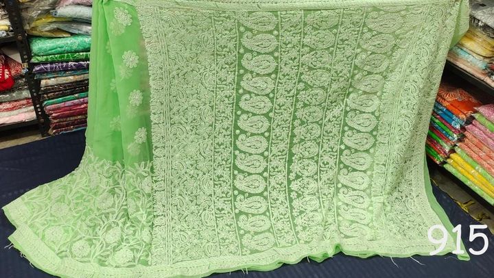 Georgette_skirt_border_saree_&_blouse_with_chikankari_work