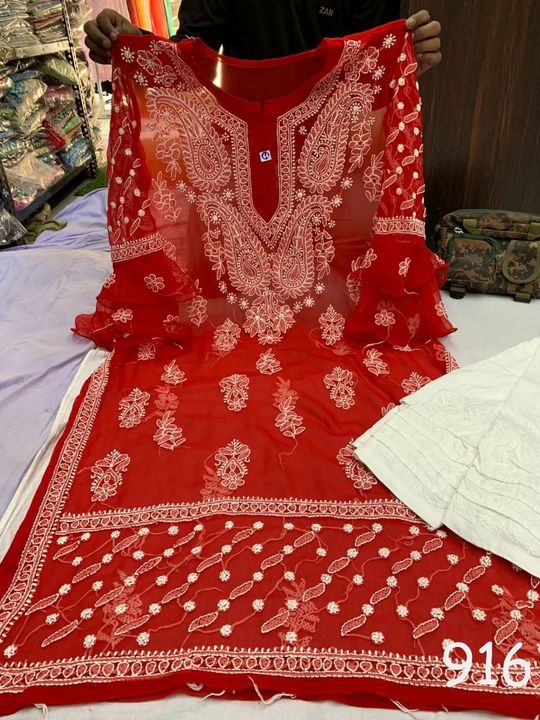 Georgette_bell_sleeves_kurti_with_chikankari_work