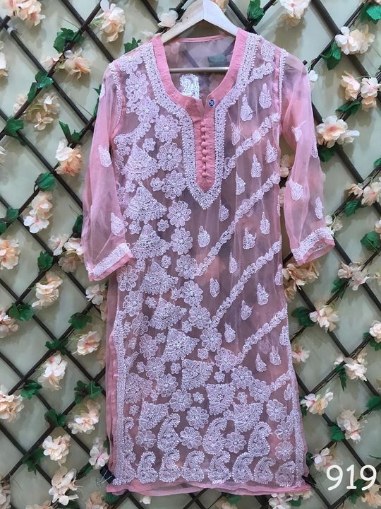 Georgette_designer_jaal_kurti_with_chikankari_work