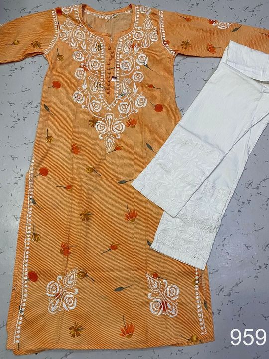 Mul_Mul_cotton_printed_kurti_with_chikankari_work