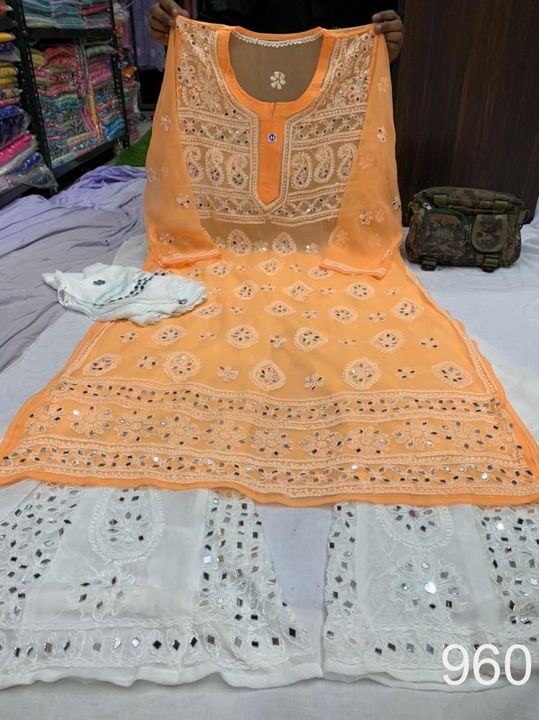 Georgette_yok_daman_kurti_with_mirror_and_chikankari_work