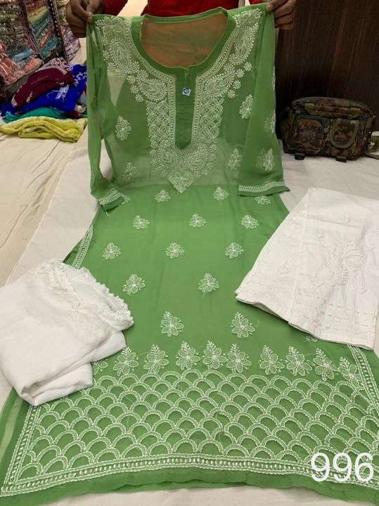 Georgette_Mahi_daman_kurti_with_chikanari_work