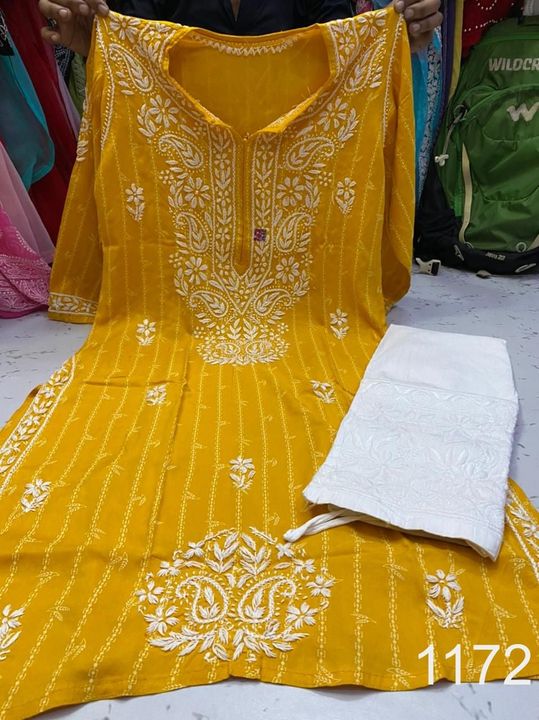 Rayon_gala_buti_kurti_chikankari_work