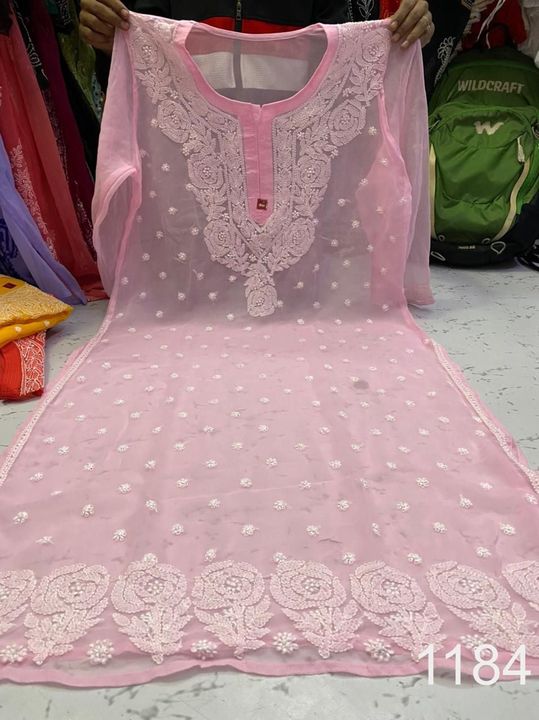 Georgette_rose_keel_kurti_with_chikankari_work