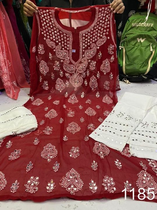 Georgette_kurti_with_mirror_chikankari_work