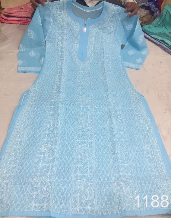 Voil_Cotton_jaal_kurti_with_chikankari_work