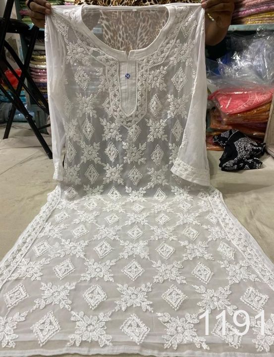 Georgette_jaal_kurti_with_chikankari_work