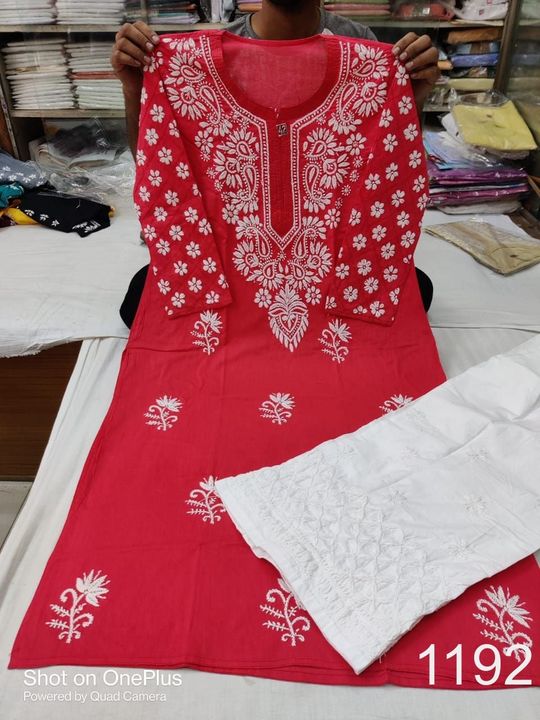 Cotton_pintex_sleeves_kurti_with_chikankari_work