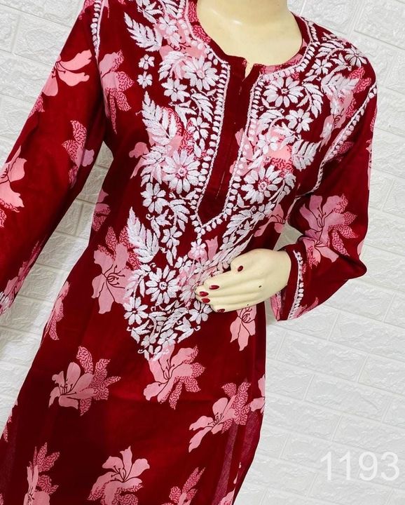 Mul_Mul_cotton_printed_kurti_with_chikankari_work