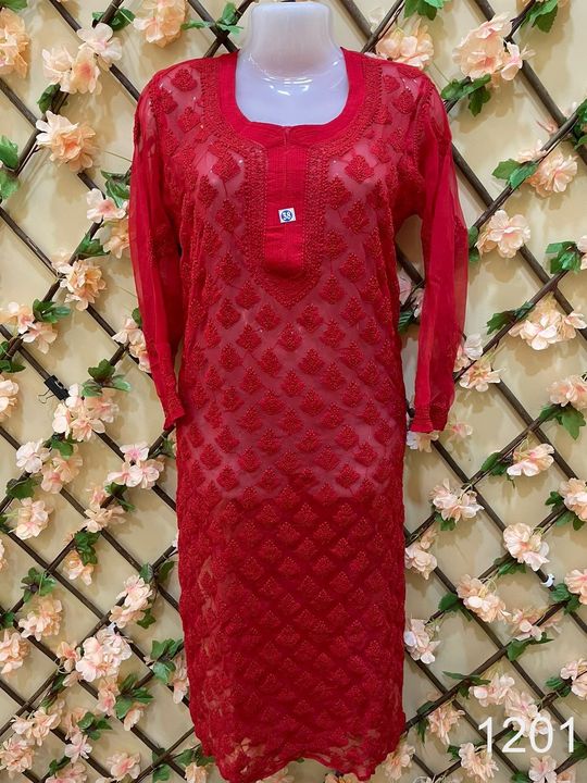 Georgette_tone_to_tone_buti_jaal_kurti_with_chikankari_work