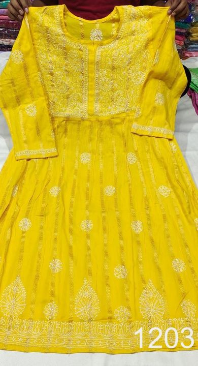 Slub_cotton_fabric_chanderi_linen_gown_kurti_with_chikankari_work