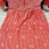 Slub_cotton_fabric_chanderi_linen_gown_kurti_with_chikankari_work