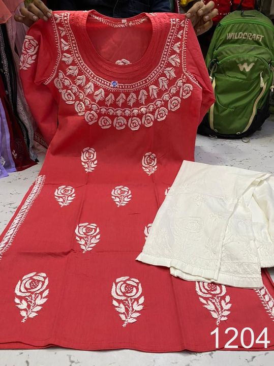 Cotton_round_neck_rose_kurti_with_chikankari_work