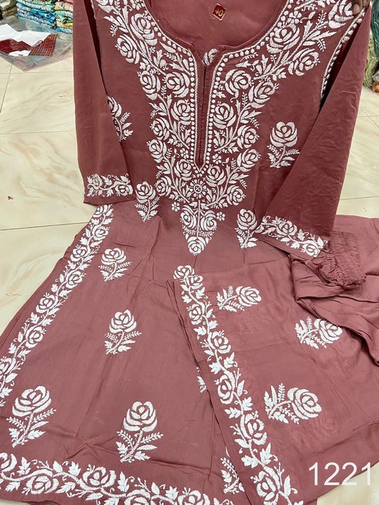 Exclusive_Lucknowi_chikankari_modal_kurti_&_plazo_set_with_chikankari_work