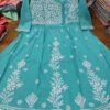 Slub_cotton_gown_kurti_with_chikankari_work