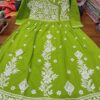 Slub_cotton_gown_kurti_with_chikankari_work