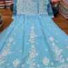 Slub_cotton_gown_kurti_with_chikankari_work