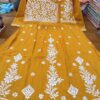 Slub_cotton_gown_kurti_with_chikankari_work