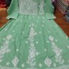 Slub_cotton_gown_kurti_with_chikankari_work