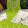 Georgette_gala_buti_chikankari_kurti_with_mirror_&pearl_work