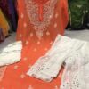 Georgette_gala_buti_chikankari_kurti_with_mirror_&pearl_work