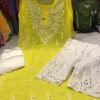 Georgette_gala_buti_chikankari_kurti_with_mirror_&pearl_work