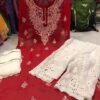 Georgette_gala_buti_chikankari_kurti_with_mirror_&pearl_work